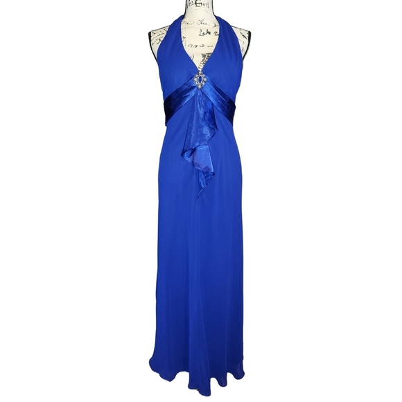 Patra Purple Blue Halter Evening Dress - Picture 3 of 12